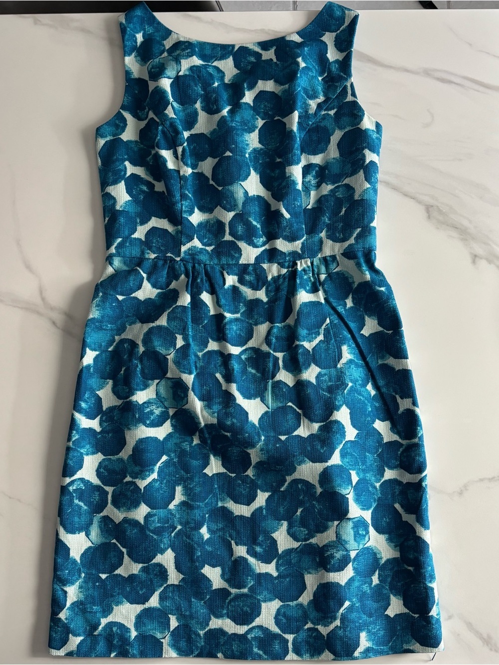 Tabitha Anthropologie Sleeveless Teal Floral Print Sheath Dress Sz 6